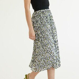 Pleated  Printed Midi Skirt